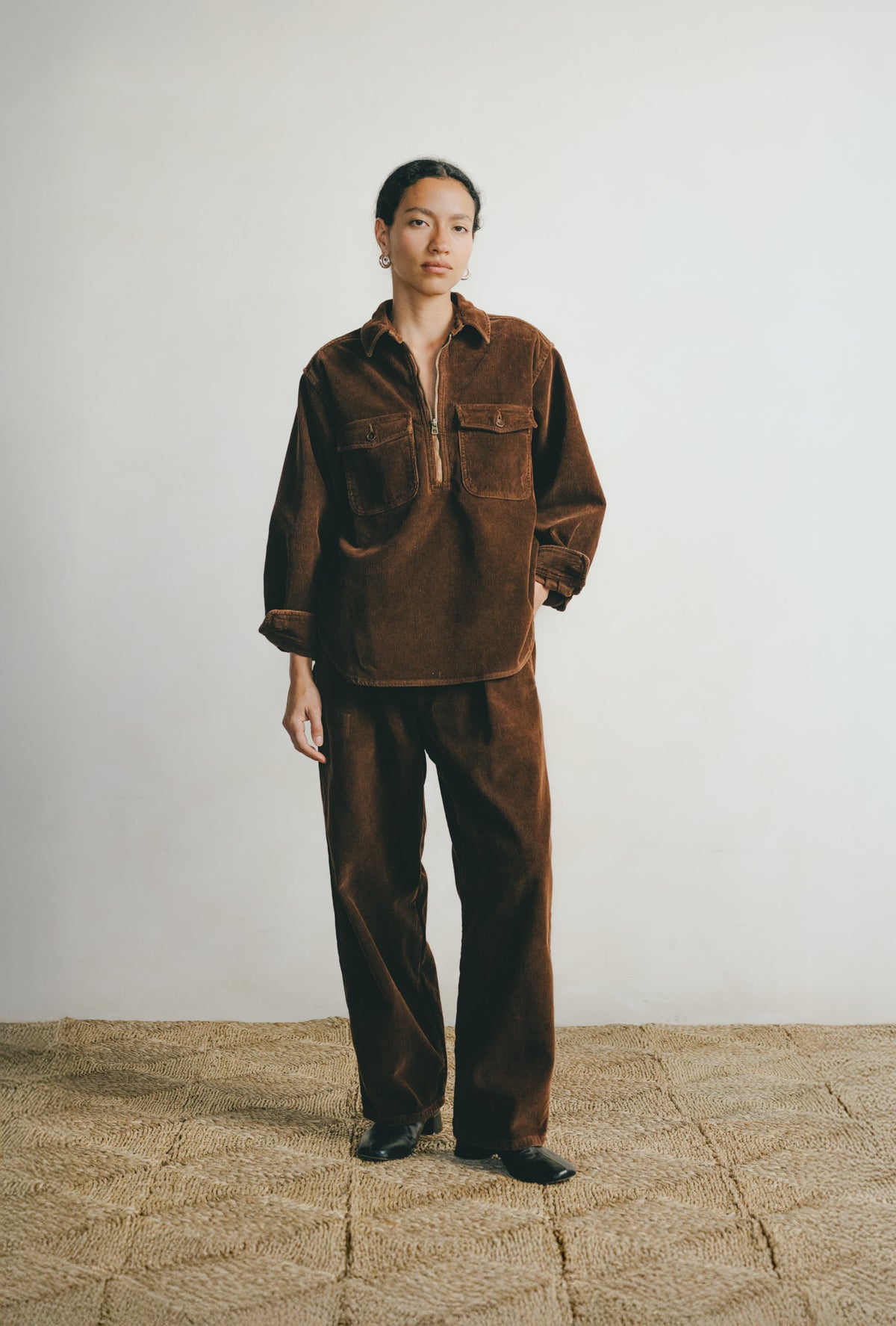 Zip Popover, Organic Corduroy, Rust