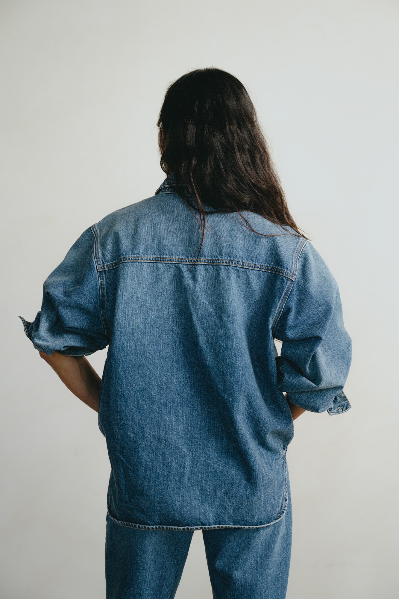Denim Marcie Shirt, Tencel Denim, Worn
