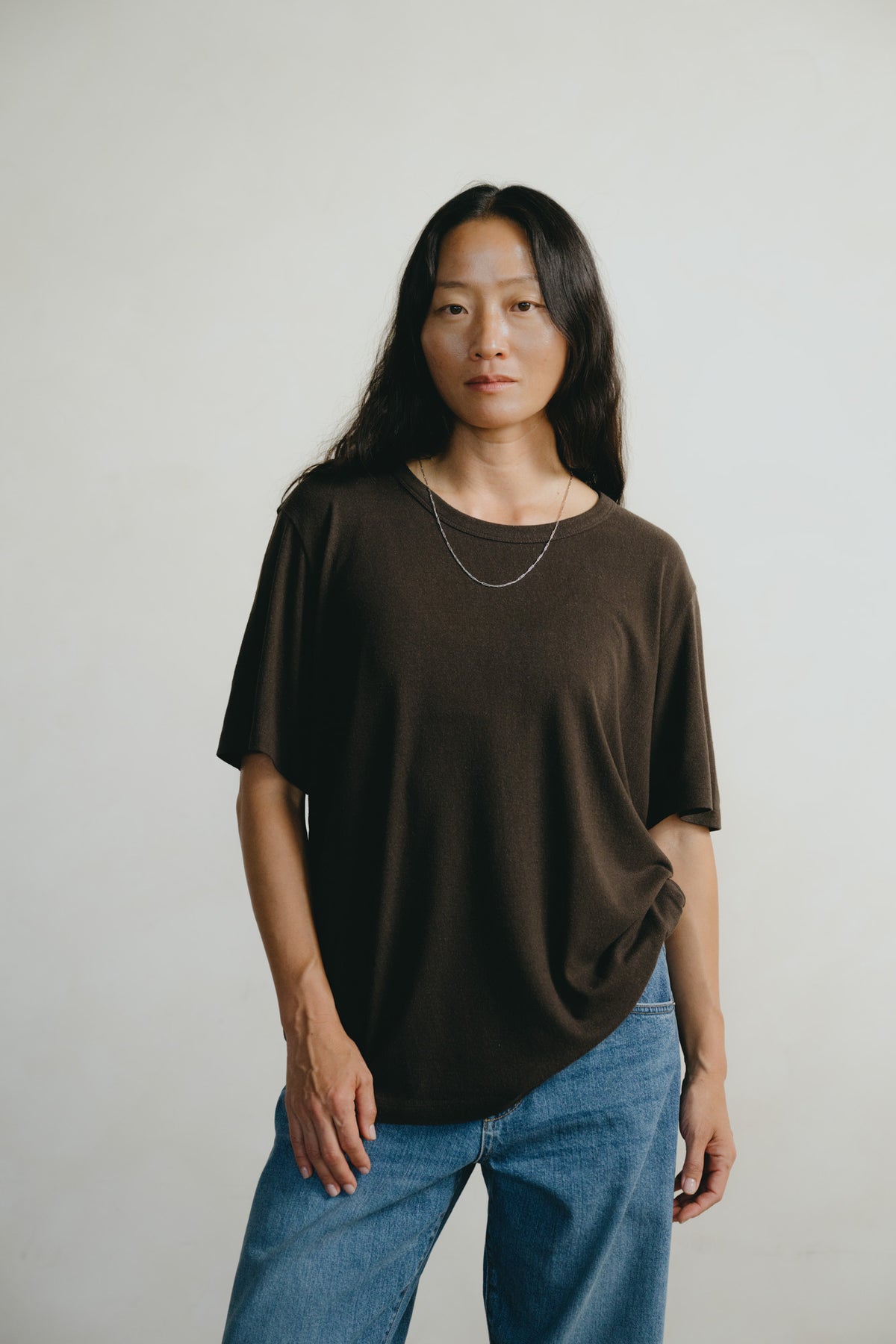 Bigger Tee, Regen Silk Noil Jersey, Walnut