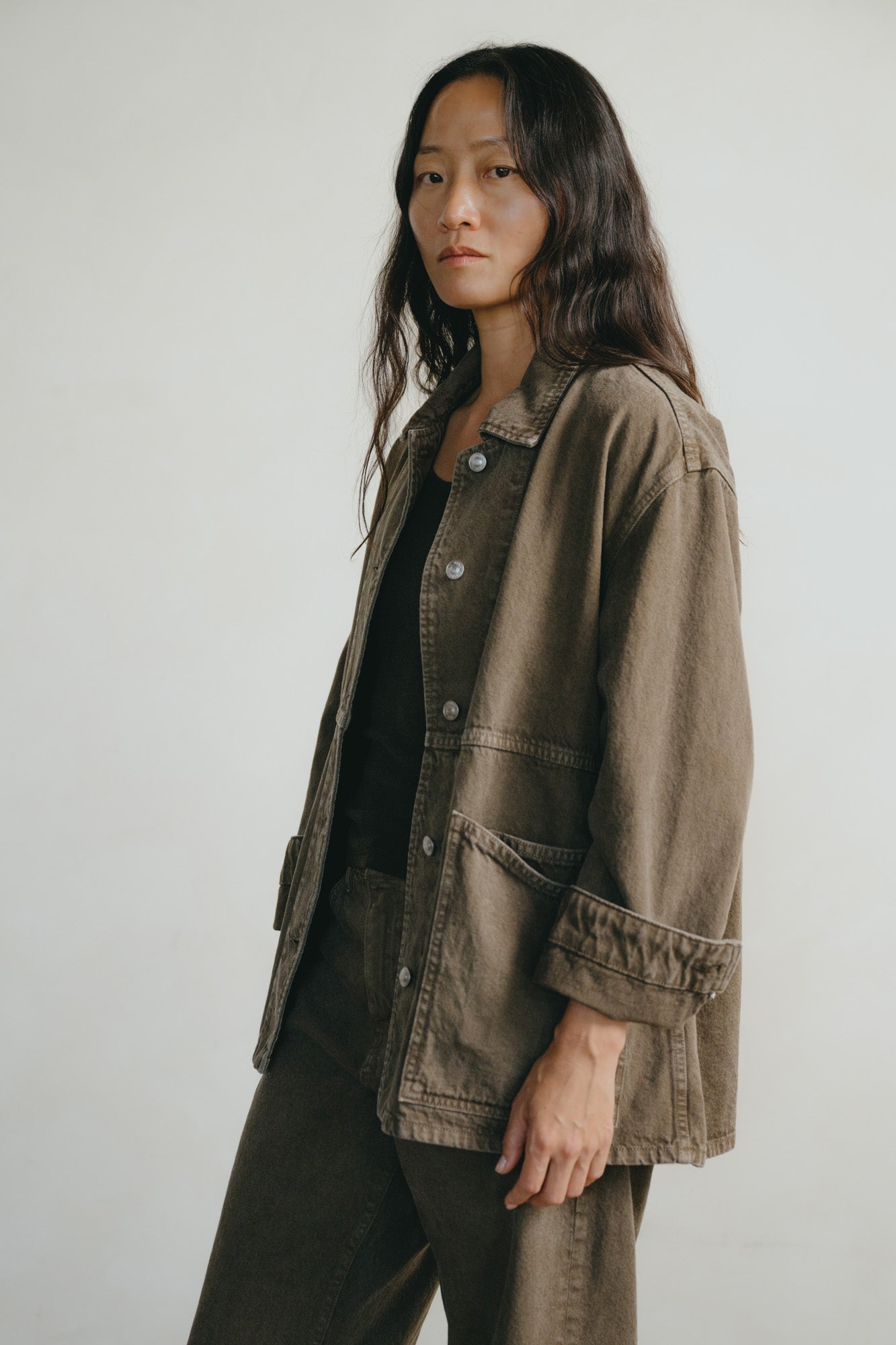 Loretta Jacket, Recycled Denim, Vintage Brown