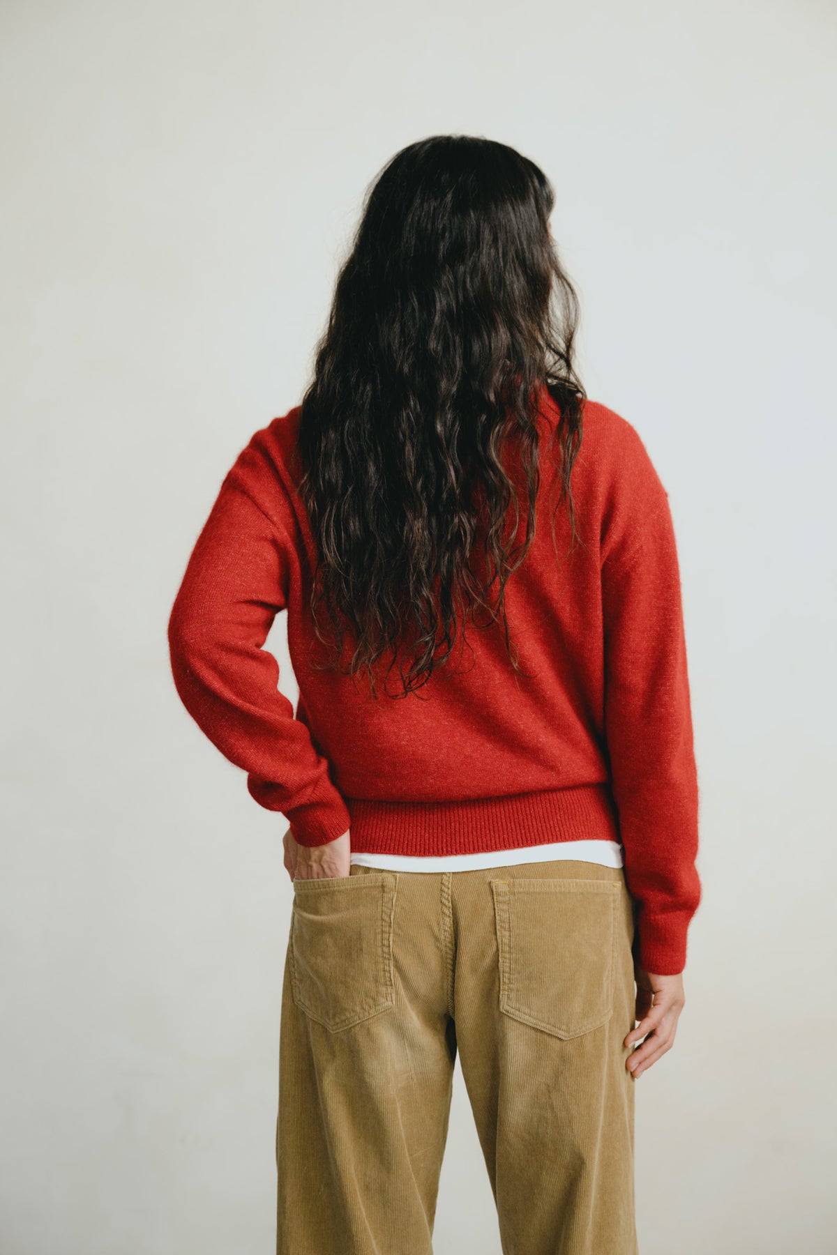 Alejo V-Neck, Midweight Alpaca Blend, Tomato