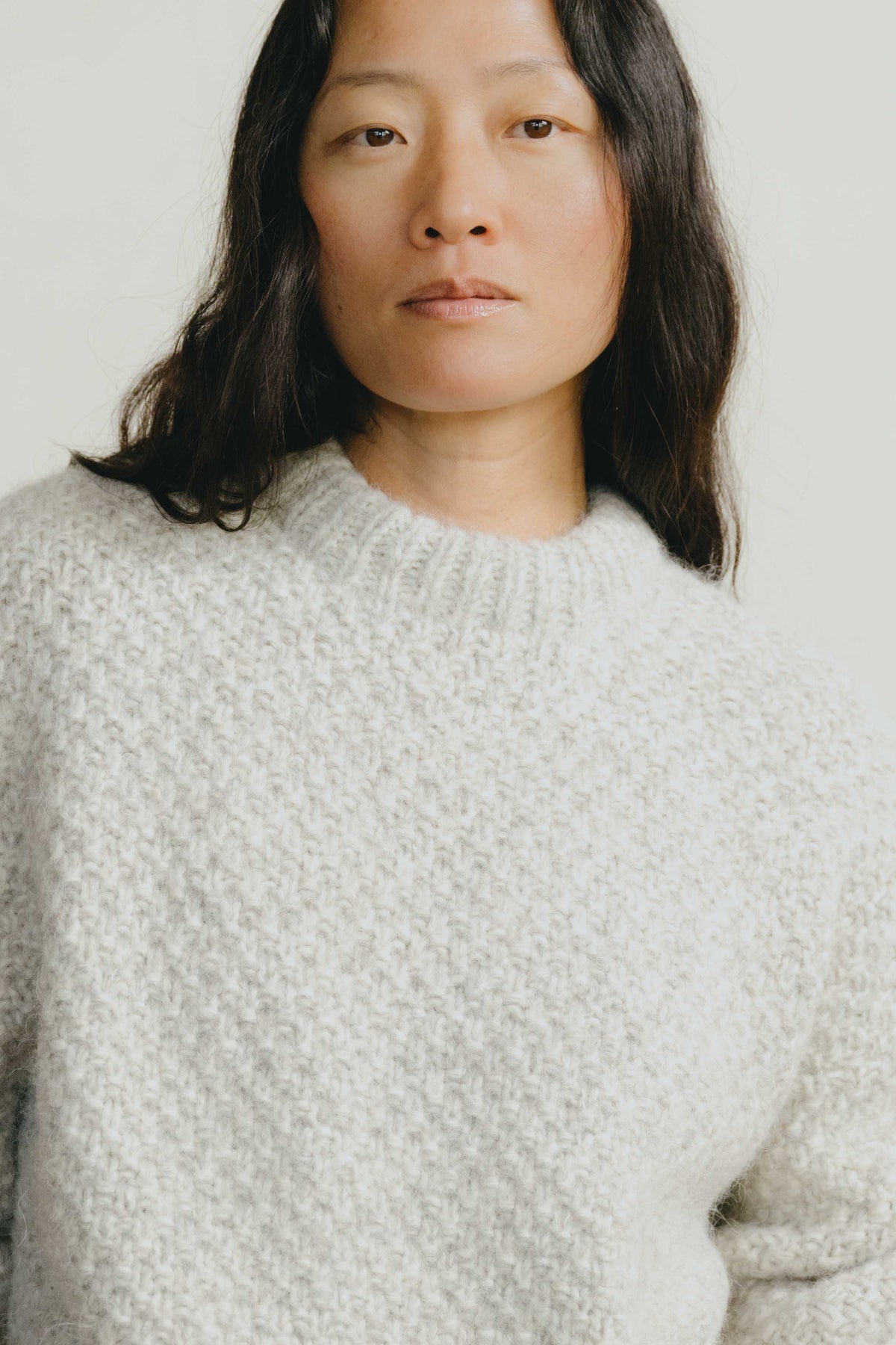 Gia Hand Knit Sweater, Alpaca Cotton, Fog