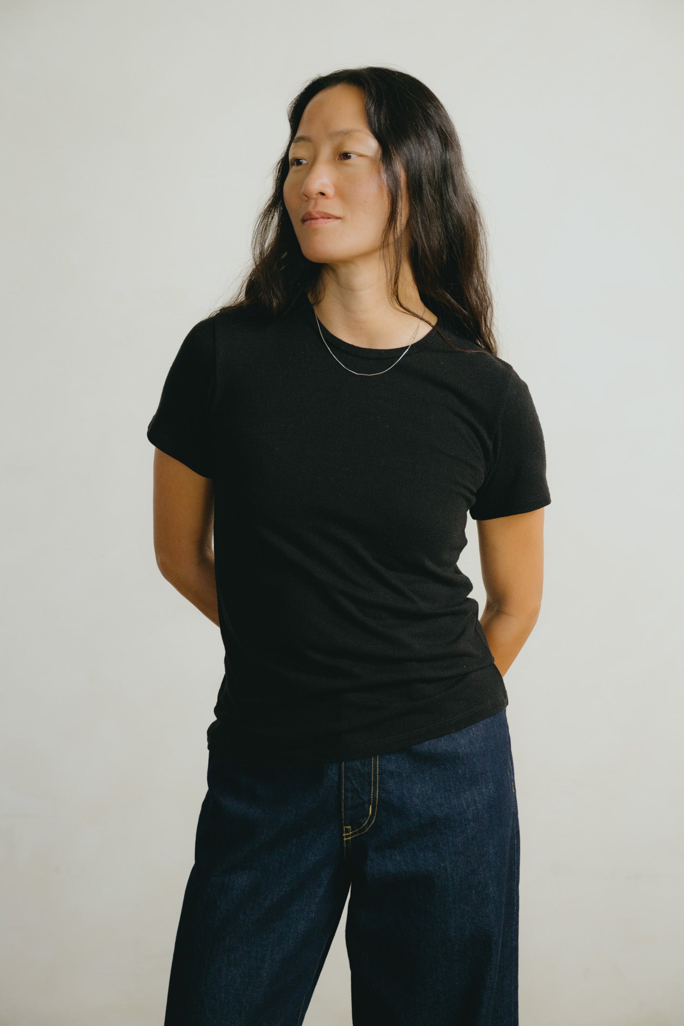 Classic Tee, Regen Silk Noil Jersey, Black