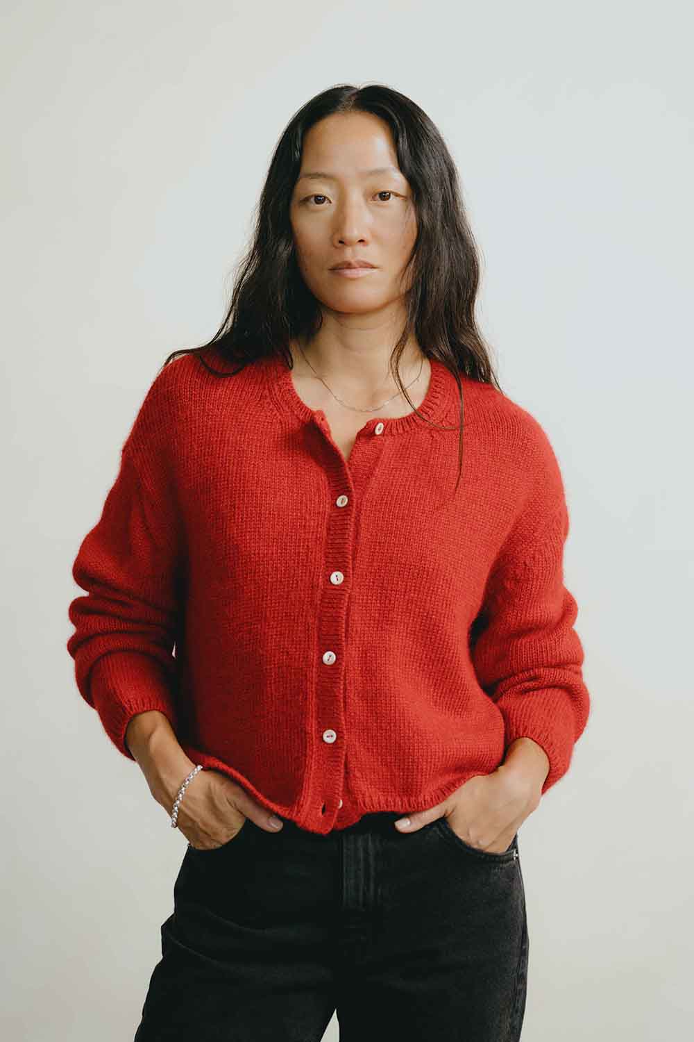 Everyday Cardigan, Baby Alpaca, Tomato