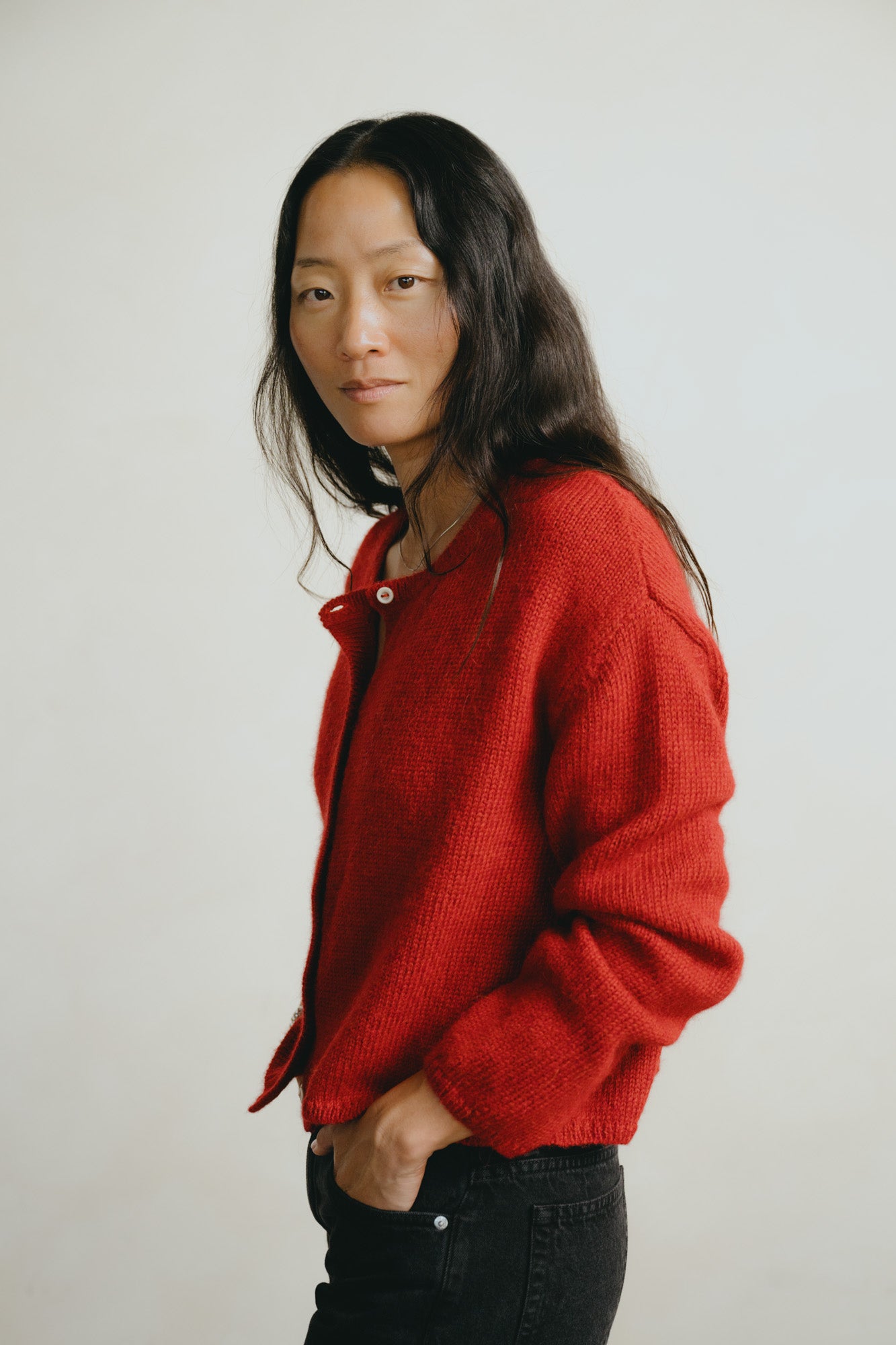 Everyday Cardigan, Baby Alpaca, Tomato