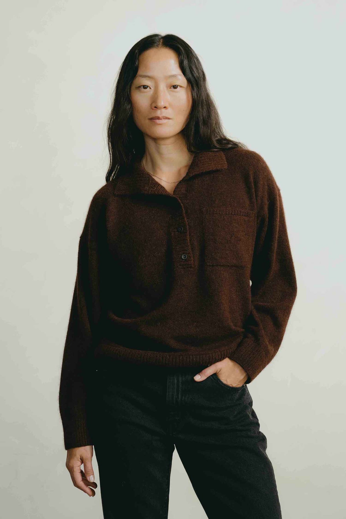 Ellis Polo, Midweight Alpaca Blend, Hickory