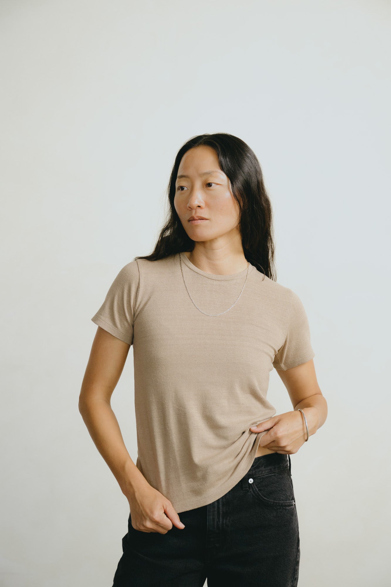 Classic Tee, Regen Silk Noil Jersey, Tea
