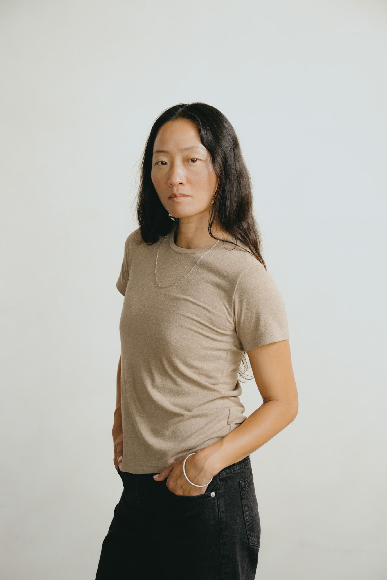 Classic Tee, Regen Silk Noil Jersey, Tea