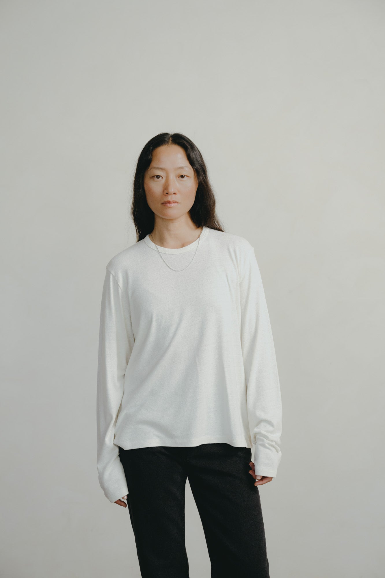 Long Sleeve Big Tee, Regen Silk Noil Jersey, Natural