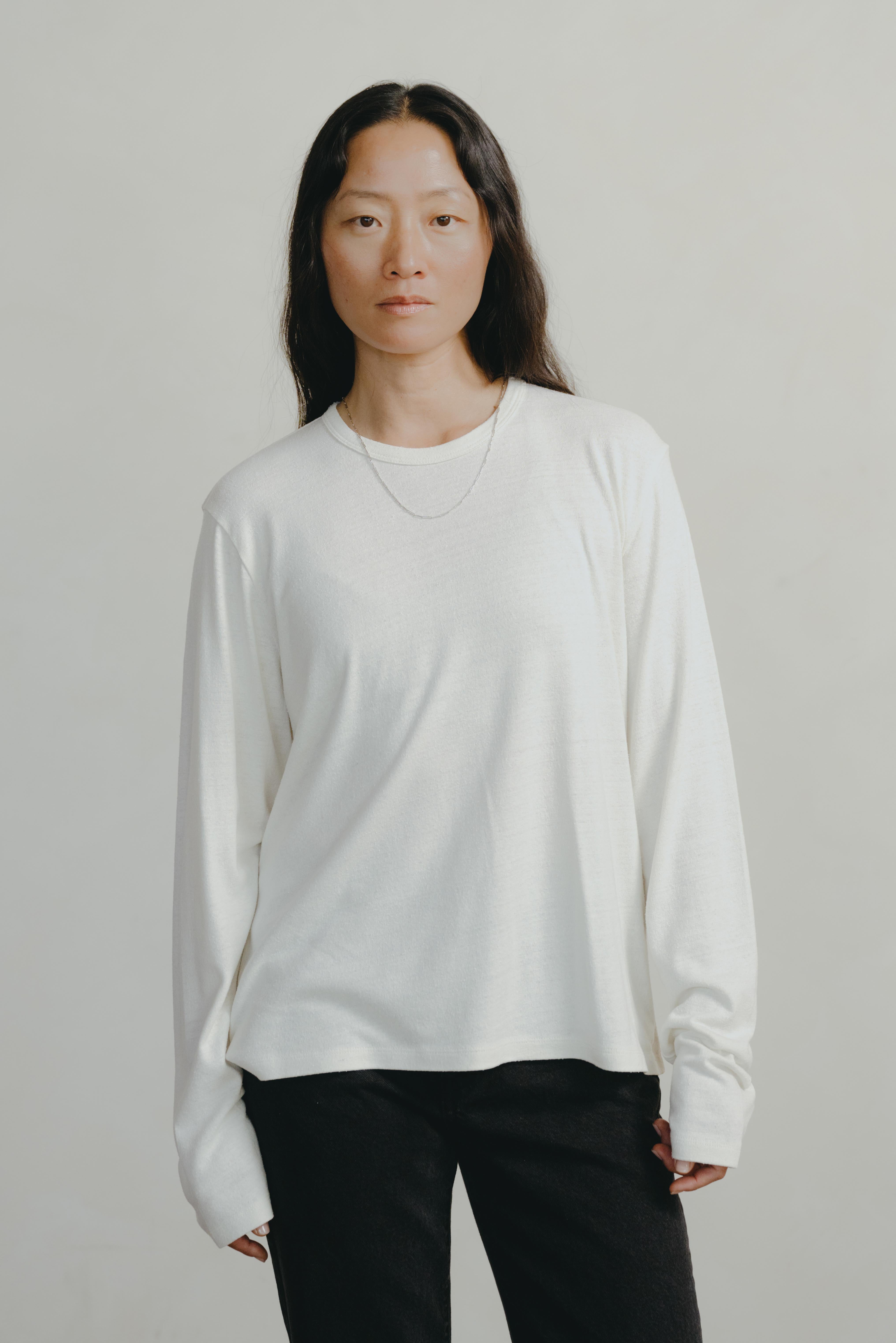 Long Sleeve Big Tee, Regen Silk Noil Jersey, Natural