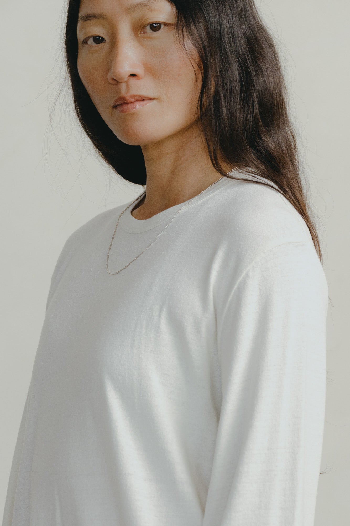 Long Sleeve Big Tee, Regen Silk Noil Jersey, Natural