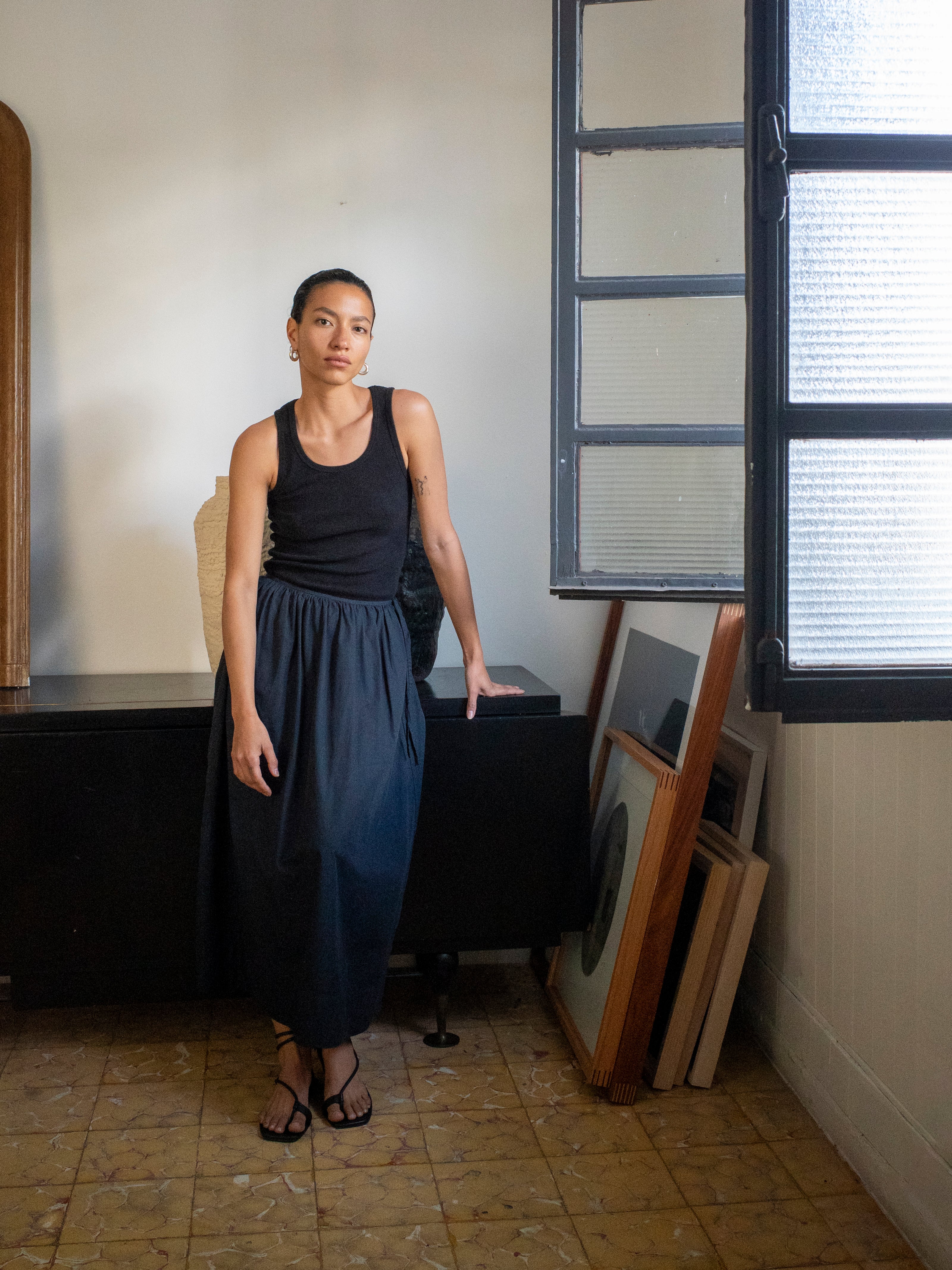 Avita Skirt, Organic Poplin, Black