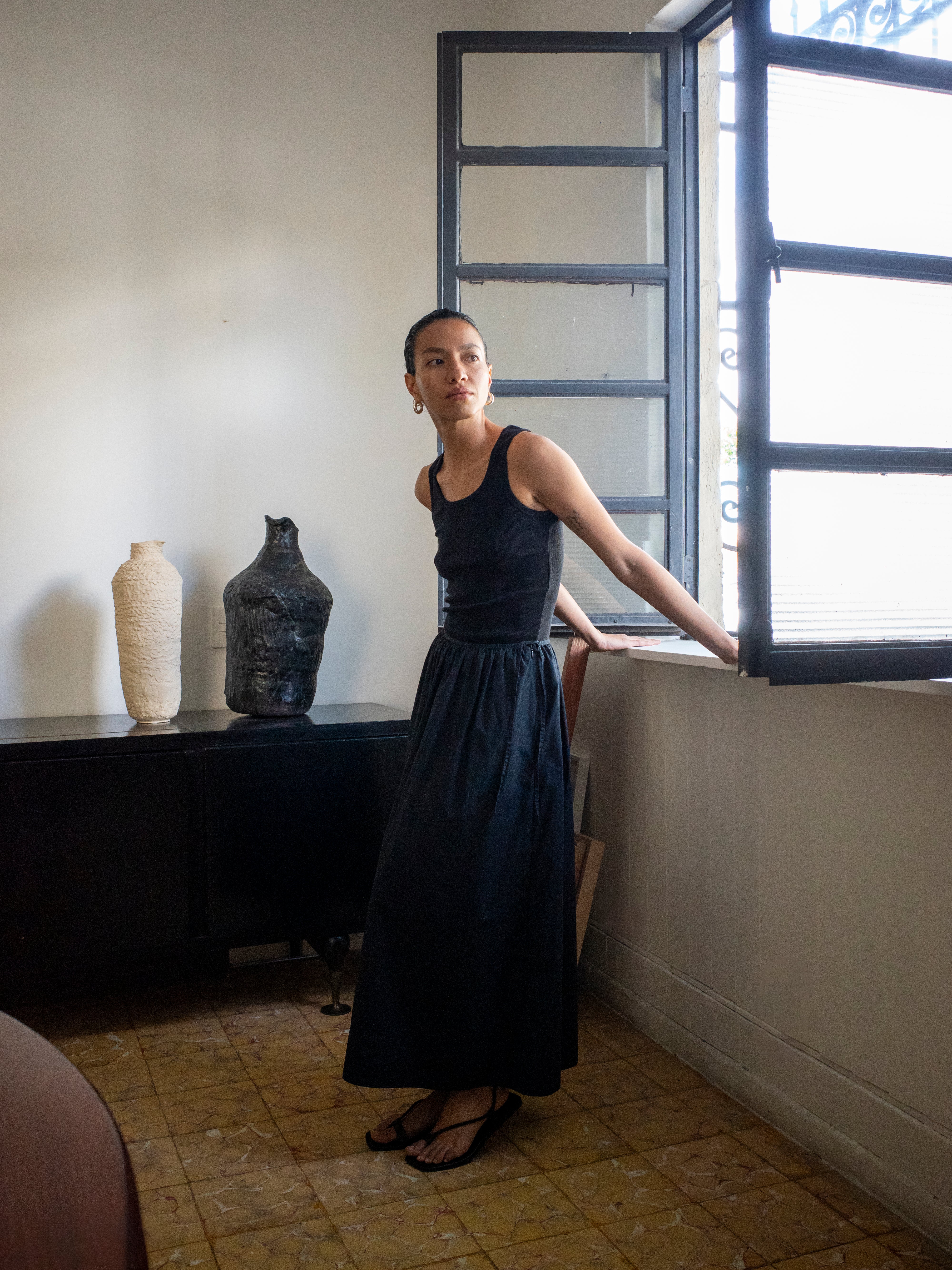 Avita Skirt, Organic Poplin, Black