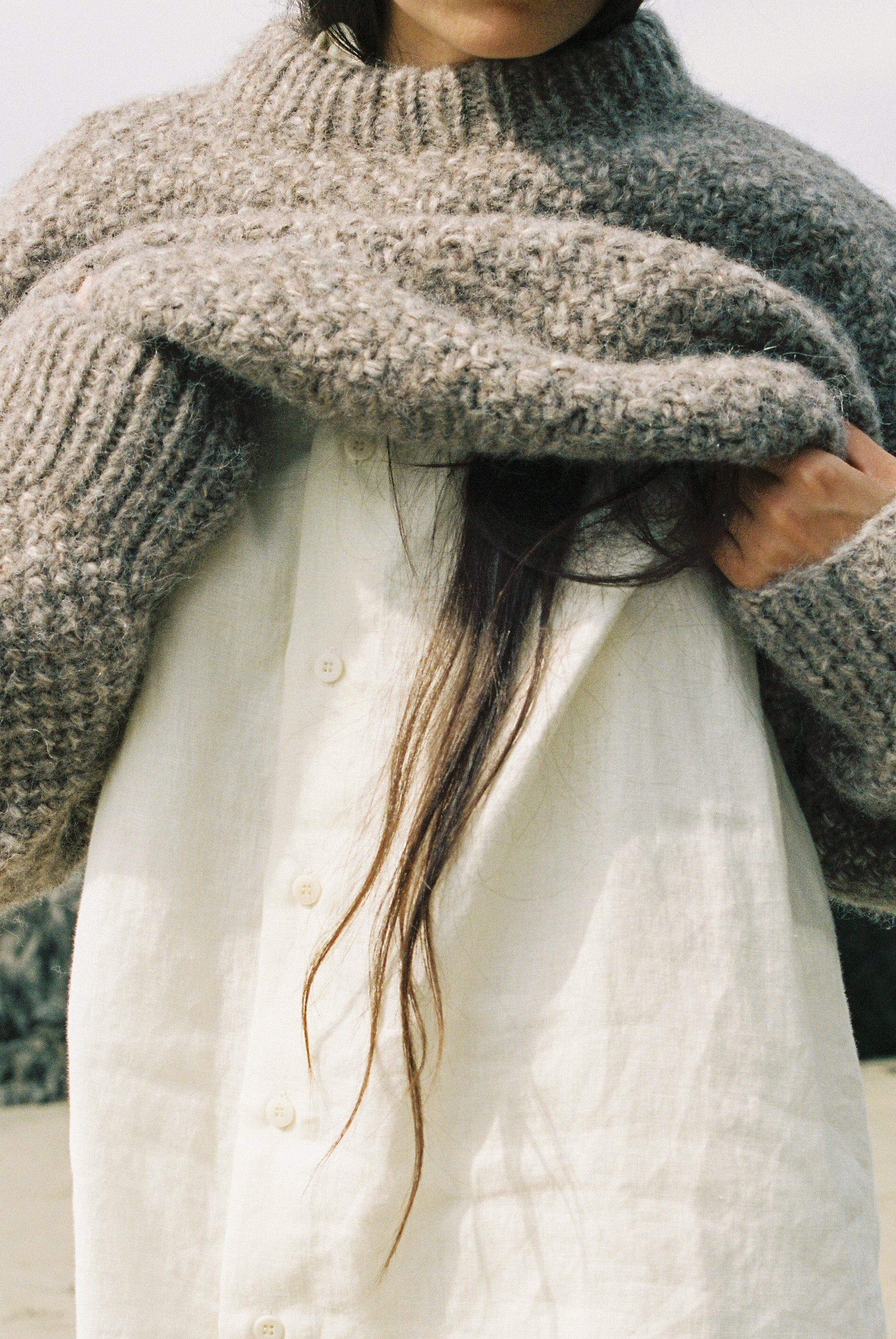 Gia Hand Knit Sweater, Eco-Cloud Alpaca Cotton, Shrub