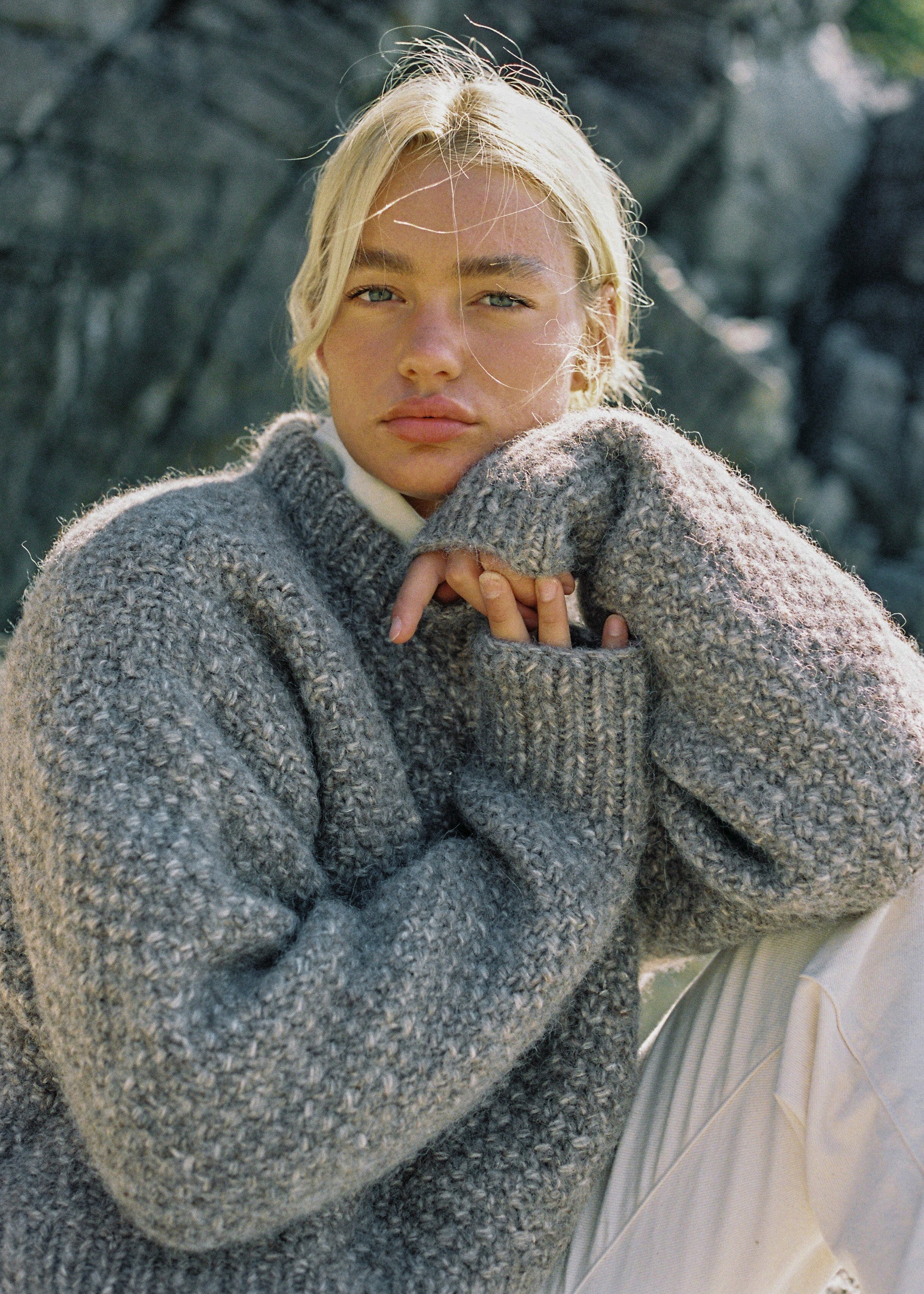 Gia Hand Knit Sweater, Eco-Cloud Alpaca Cotton, Shrub | OZMA