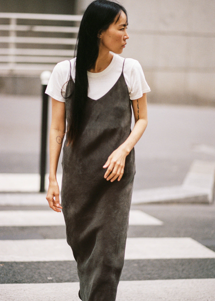 Anaise Slip Dress, Japanese Cupro, Walnut