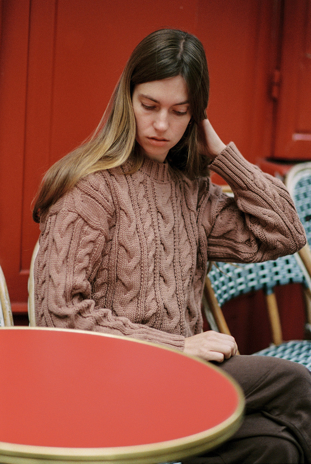 (Imperfect) Patti Cable Crew, Organic Tanguis Cotton, Dust