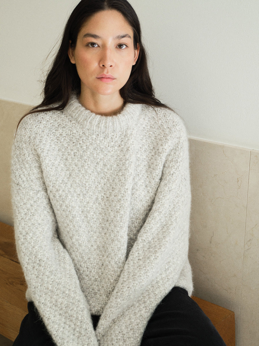 Gia Hand Knit Sweater, Alpaca Cotton, Fog