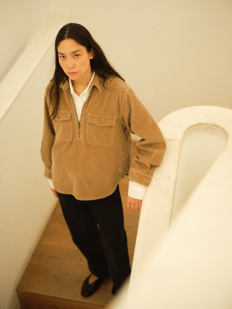 Zip Popover, Organic Corduroy, Camel