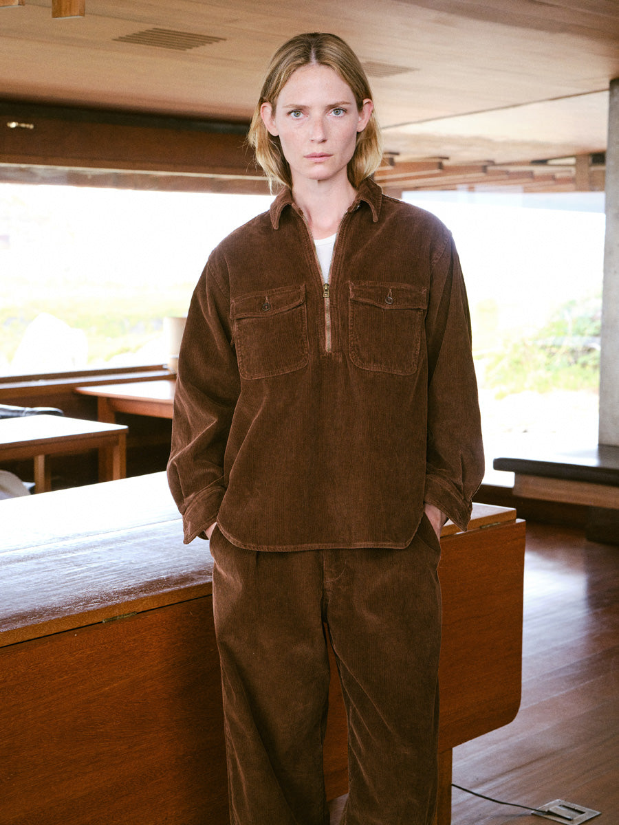 Zip Popover, Organic Corduroy, Rust
