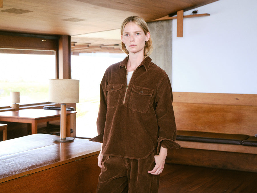 Zip Popover, Organic Corduroy, Rust