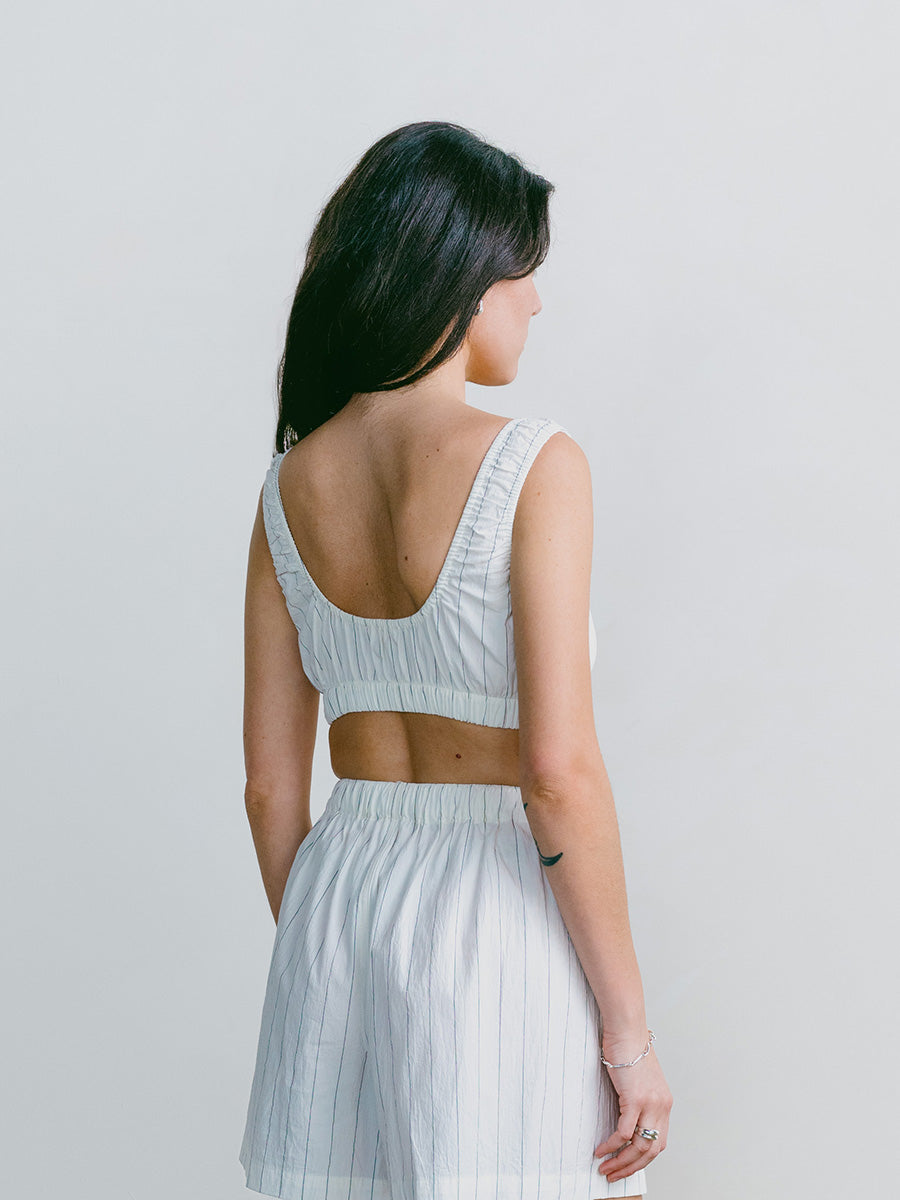 Sophie Crop, Japanese Organic Cotton, Carolina Stripe