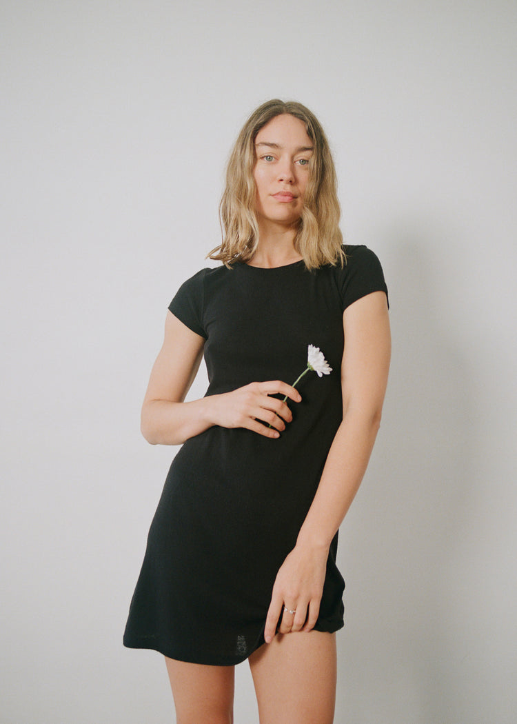 Noil Jersey, Regen Mini Silk Dress, | Black OZMA