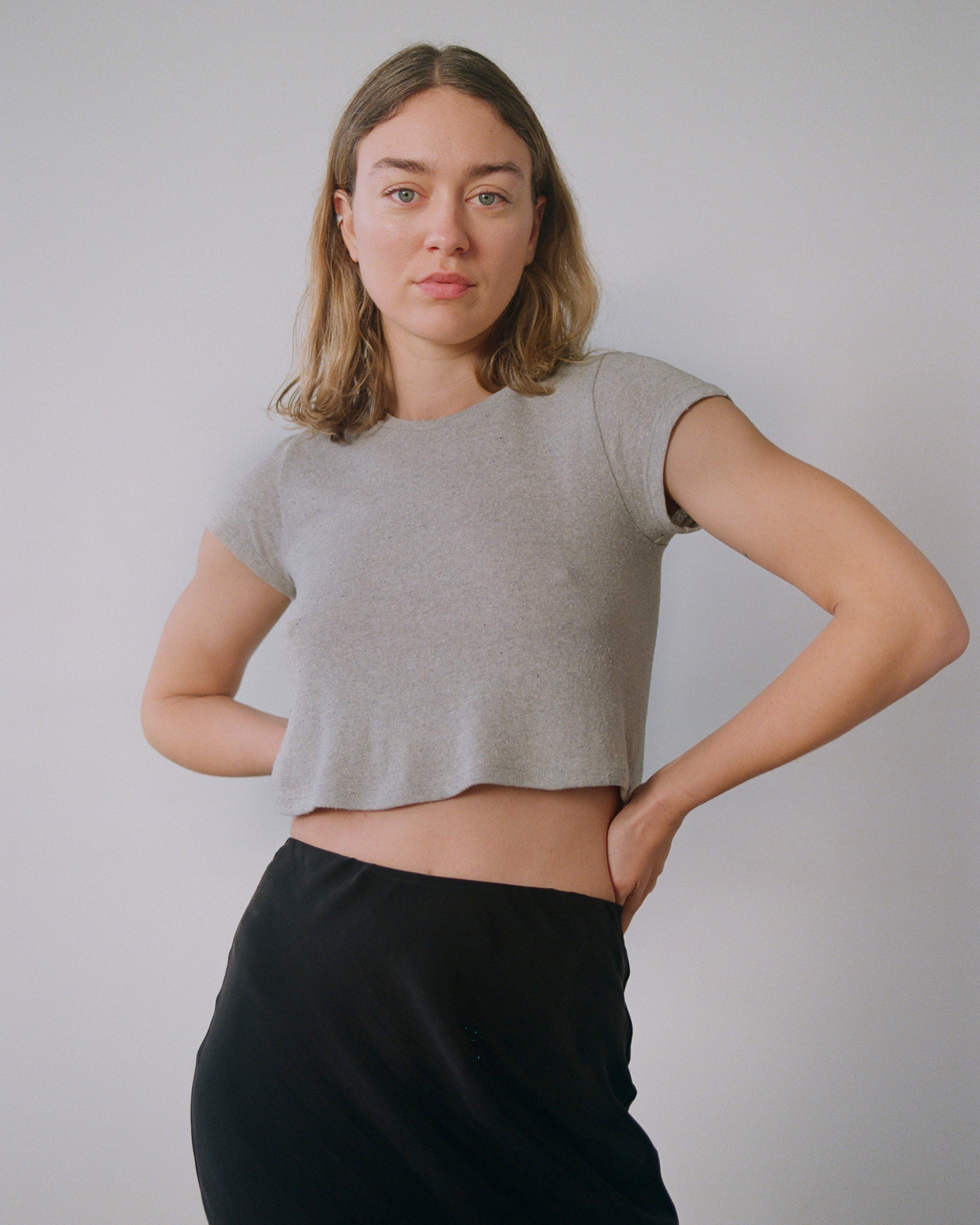 (Imperfect) Lou Tee, Regen Silk Noil Jersey, Heather Grey