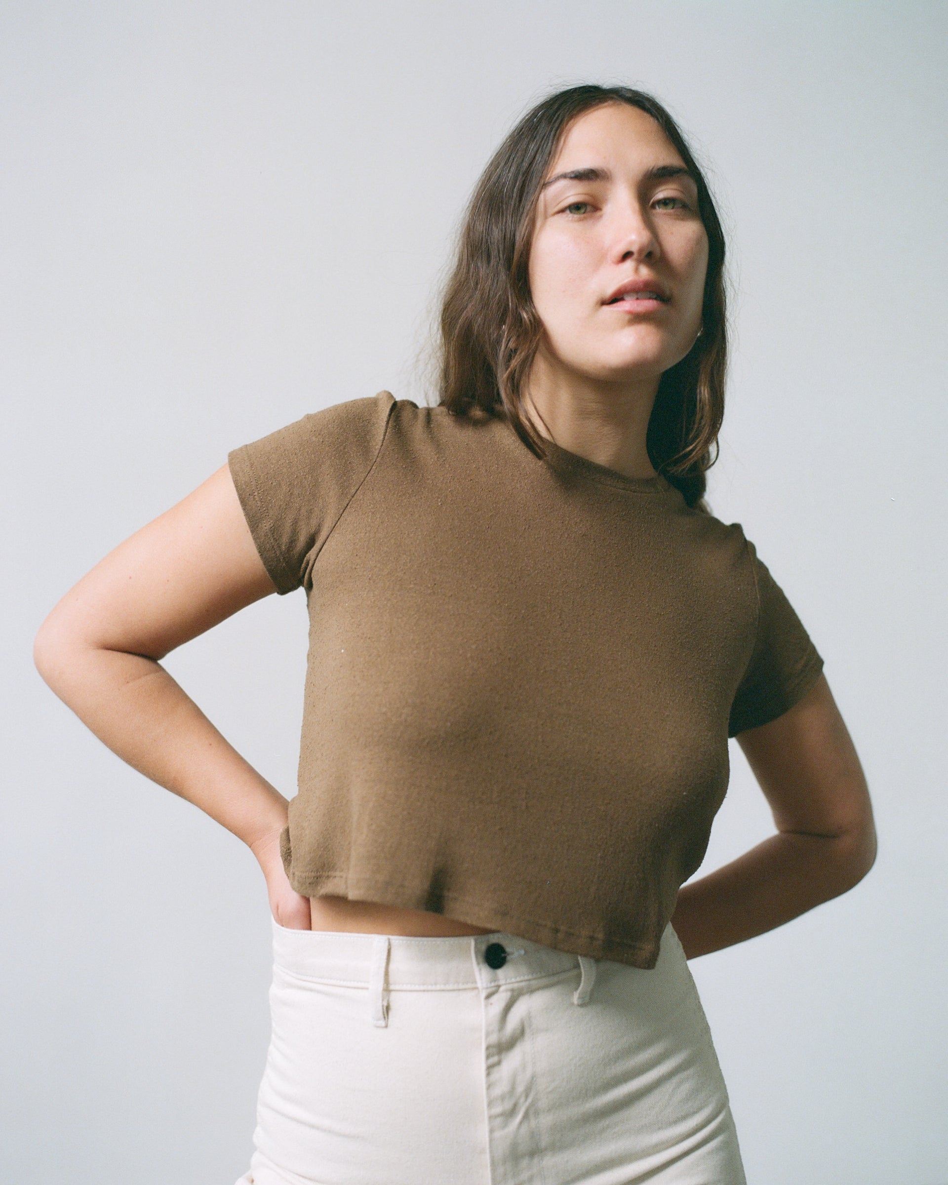 Lou Tee, Regen Silk Noil Jersey, Coffee | OZMA