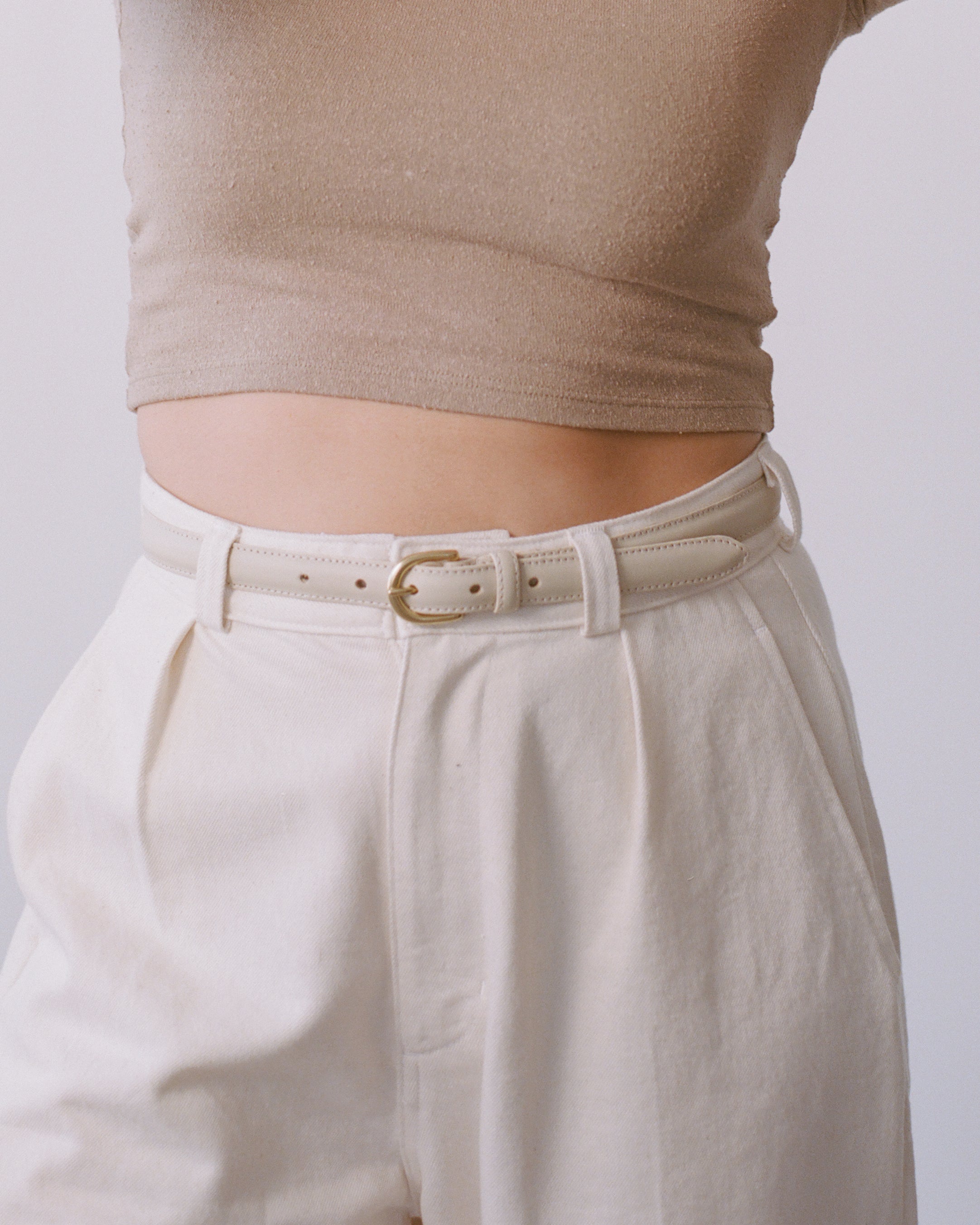 Classic Belt, Leather, Bone | OZMA