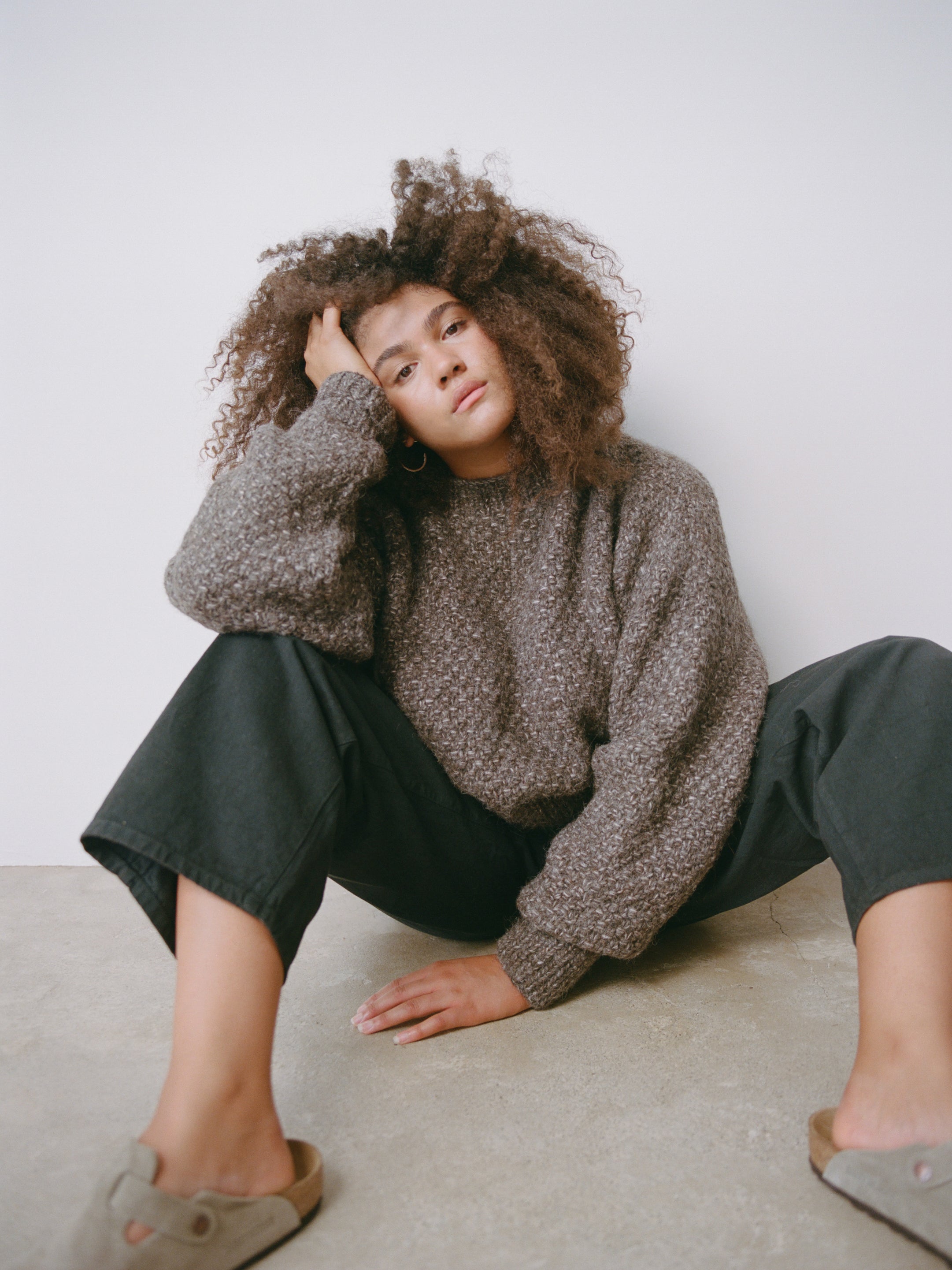 Gia Hand Knit Sweater, Eco-Cloud Alpaca Cotton, Root | OZMA