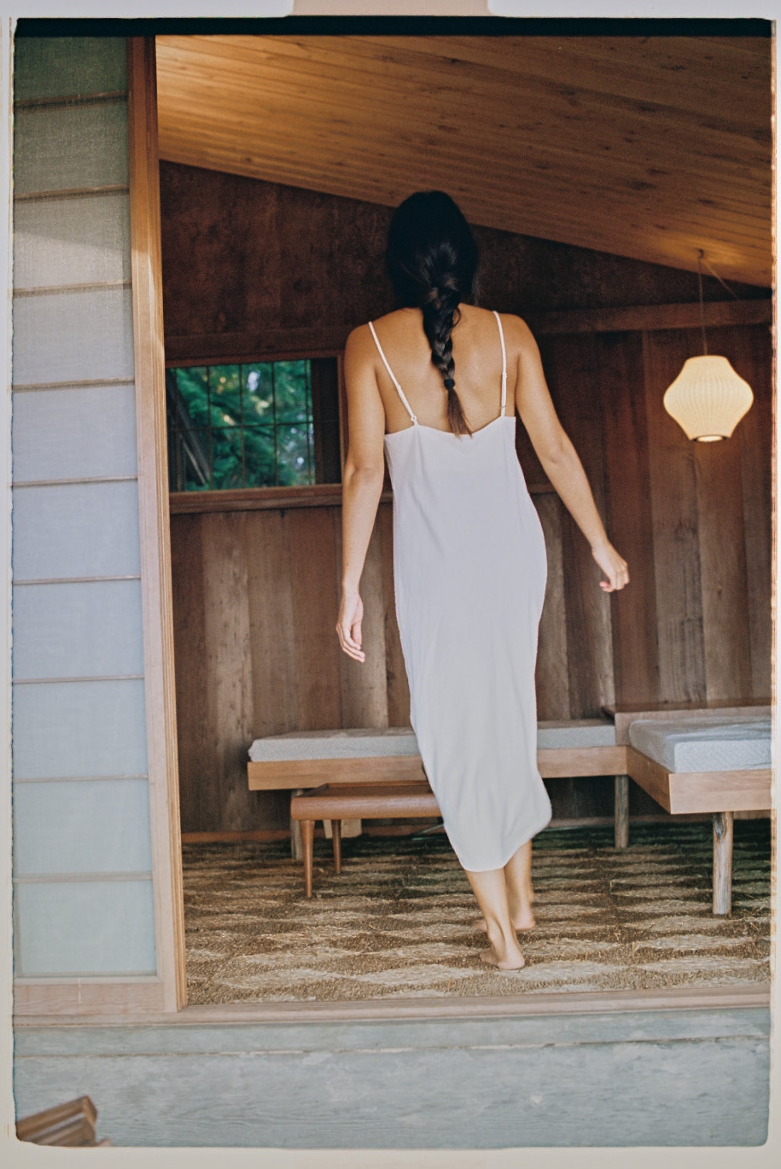 (Imperfect) Bias Slip Dress, Regen Silk Noil, Natural